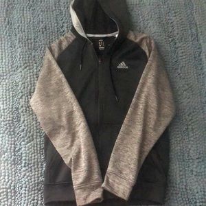 Adidas Mens small zip up hoodie. Black/gray
